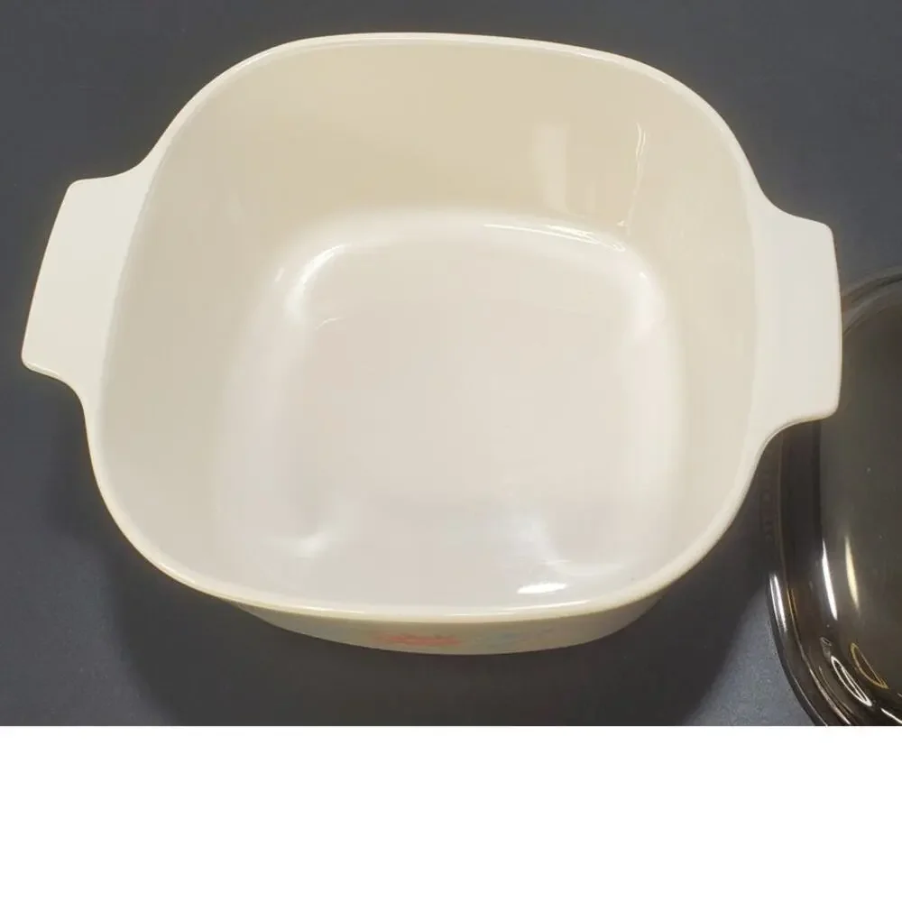 Vintage Corning Ware Casserole Dish Symphony A-3-B, 3L Amber Lid